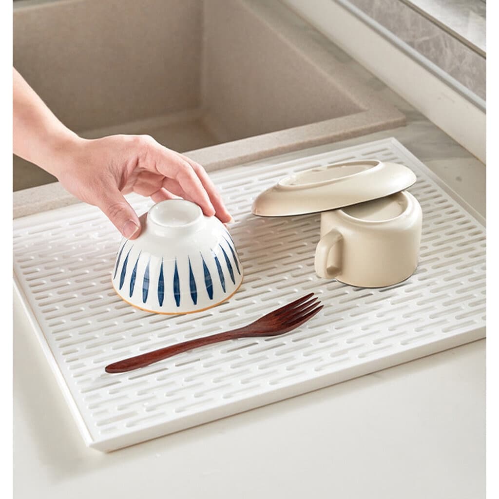 Omocha | White Drain Tray ถาดสะเด็ดน้ำ ถาดคว่ำจาน ถาดรองจาน รองแก้ว รองขวดนม สีขาวมินิมอล รูปที่ 6