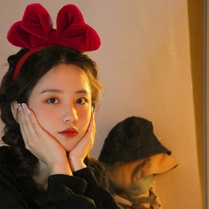 Priness Vintage Velvet Big Sweet Bowknot HairBands Headwear Headbands รูปที่ 1