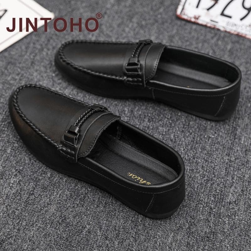 Jintoho รองเท้าโลฟเฟอร์ลําลอง รองเท้าหนัง แบบสวม แฟชั่นสําหรับผู้ชาย รูปที่ 5