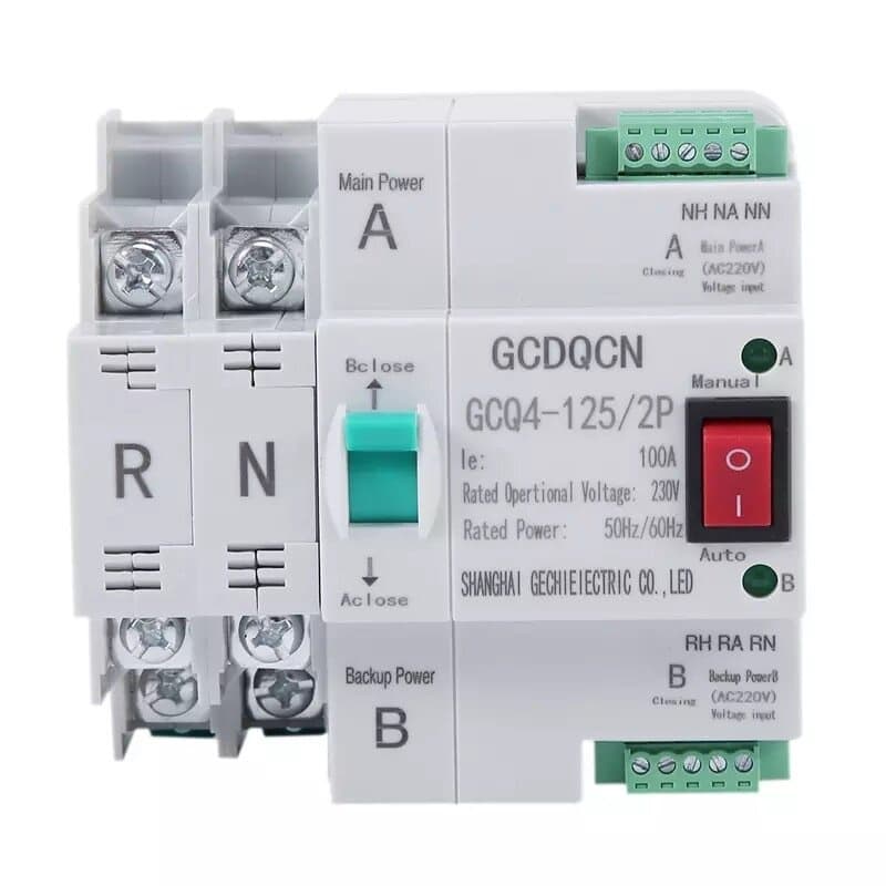 ATS 2P 63A, 100A Dual Power ATS เบรกเกอร์สวิทช์ไฟฟ้า ats Automatic transfer switch switch เวลาในการเปลี่ยนน้อยกว่า 30ms รูปที่ 1