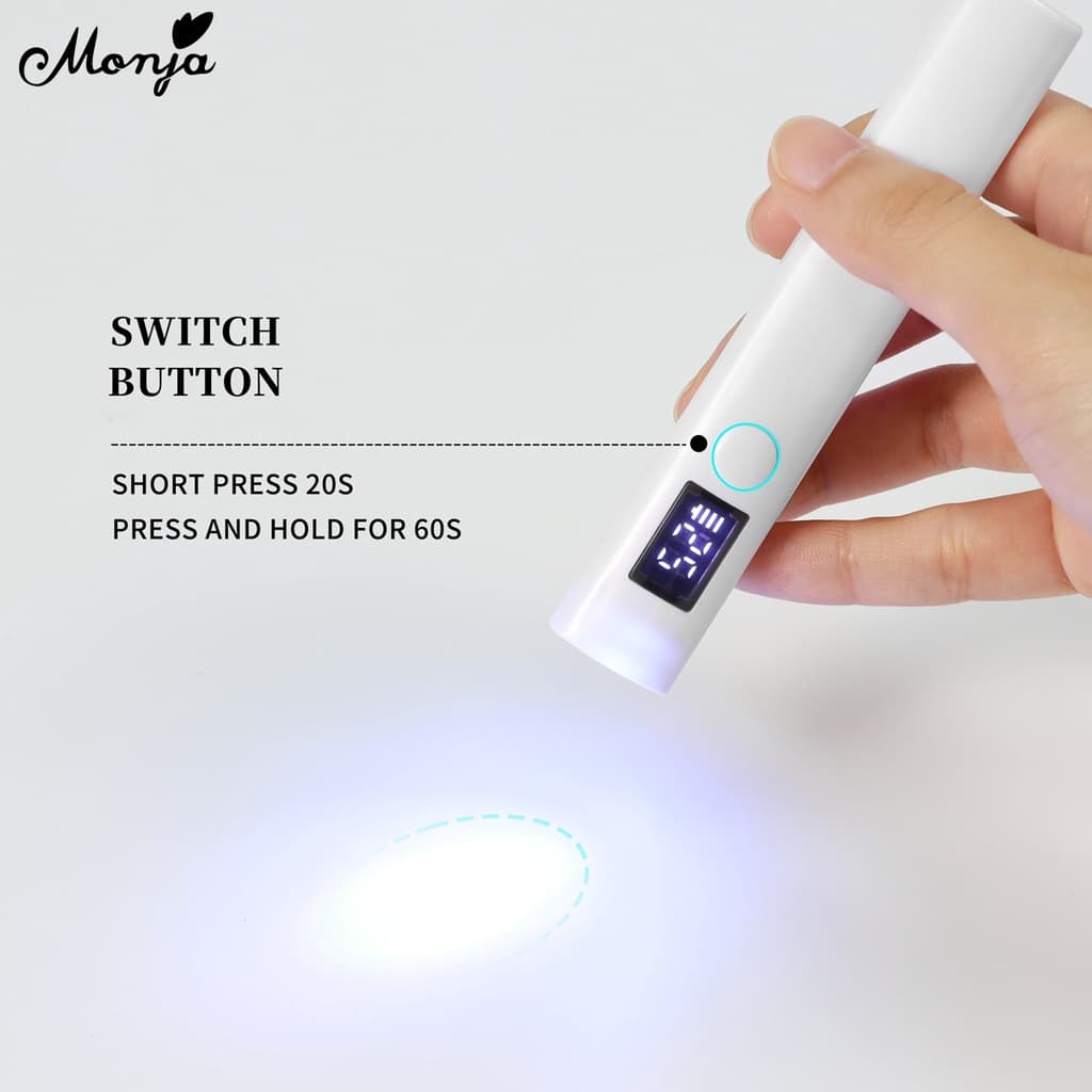 Monja เครื่องเป่าเล็บเจล UV LED ขนาดเล็ก แบบพกพา สีขาว พร้อมหน้าจอ dryer lamp light handheld รูปที่ 1