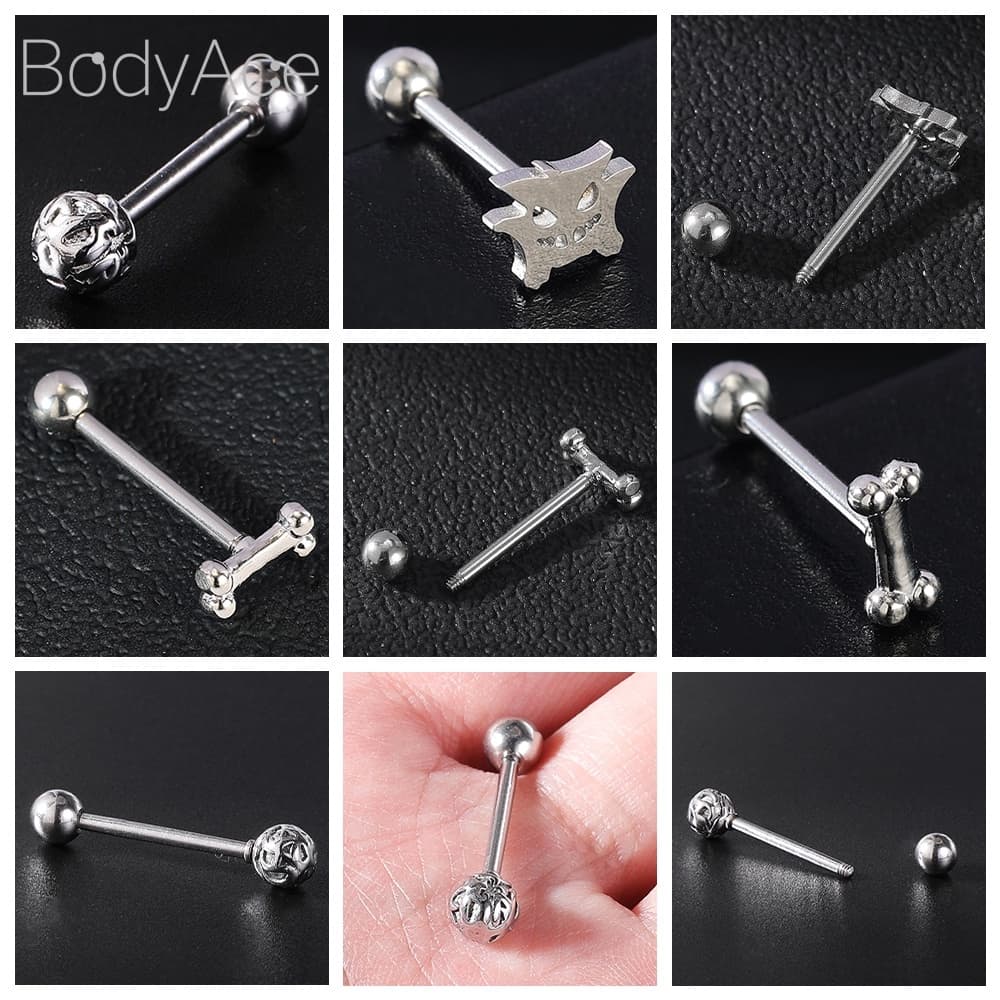 Bodyace จิวเจาะลิ้น รูปผีเสื้อ สเตนเลส 14G สไตล์พังก์ โกธิค 1 ชิ้น รูปที่ 9