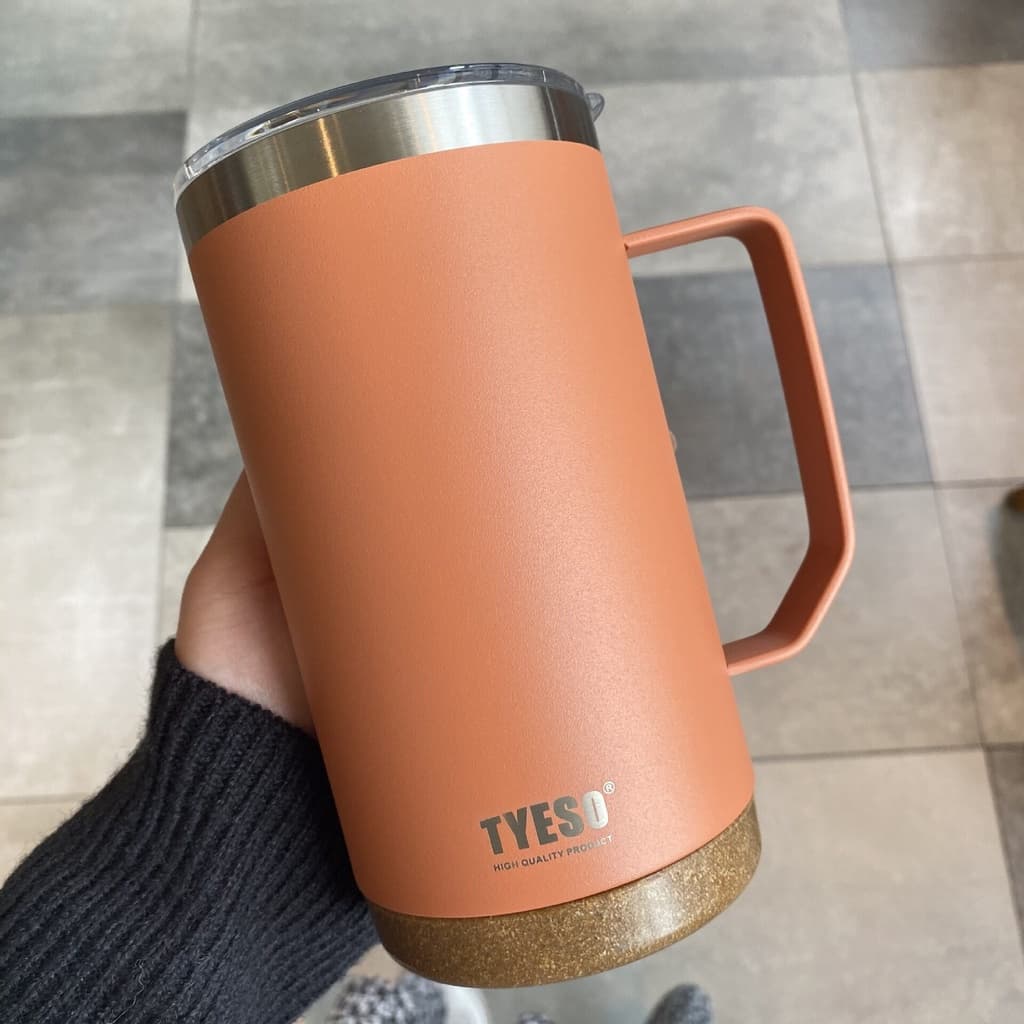 TYESO แก้วกาแฟรุ่นใหม่ล่าสุด 24oz mug แก้วสแตนเลสเก็บอุหภูมิมีหูจับ Tumbler 530ml/710ml แก้วโอซาค แก้วเก็บความเย็น รูปที่ 5
