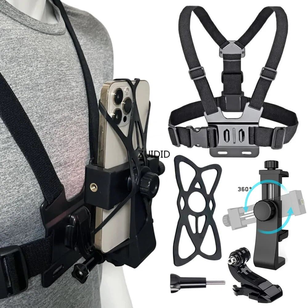 คลิปสายรัดหน้าอกโทรศัพท์มือถือ 360 องศาสายคล้องหน้าอกใช้กับGoProโทรศัพท์ได้ทุกรุ่น รูปที่ 2