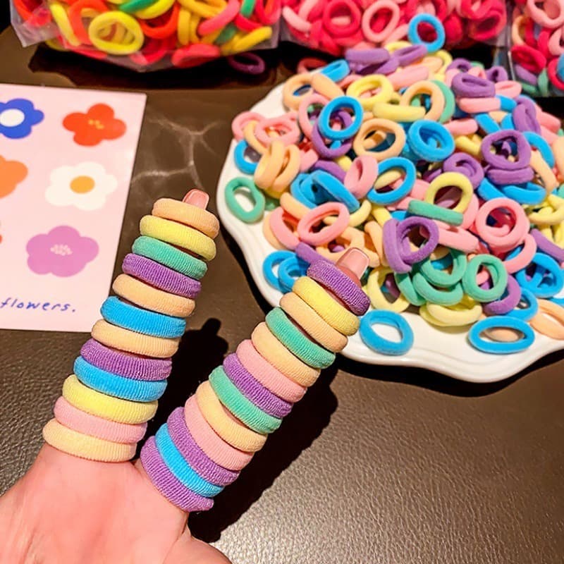 100 ชิ้น เซต ยางรัดผม สําหรับเด็ก แฟชั่นเกาหลี ที่เรียบง่าย ยืดหยุ่นสูง ยางรัดผม เด็กผู้หญิง เครื่องประดับผม รูปที่ 8