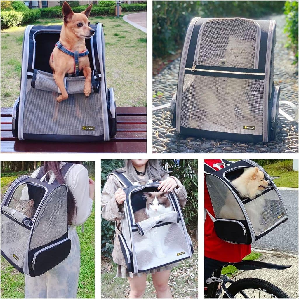 Cat Dog Backpack กระเป๋าเป้แมว กระเป๋าใส่สัตว์เลี้ยงสำหรับสุนัขและแมว ลูกสุนัข ตาข่ายระบายอากาศได้เต็มที่ รูปที่ 5