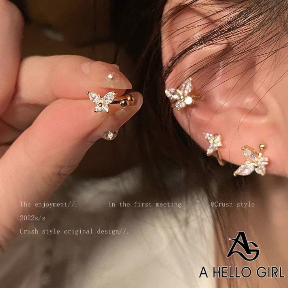 A HELLO GIRL ใหม่ ต่างหูแบบหนีบ รูปผีเสื้อ ไม่ต้องเจาะหู หรูหรา แฟชั่นฤดูร้อน สําหรับผู้หญิง 2023 รูปที่ 1