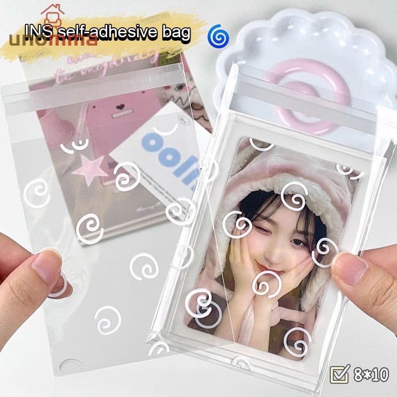 50 ถุงกาวตนเอง ชิ้นโปร่งใส Idol Photo Card การ์ดเก็บกระเป๋า Star ริบบิ้นโบว์สไตล์ OPP Self-กาวถุงบรรจุภัณฑ์ unomma รูปที่ 1