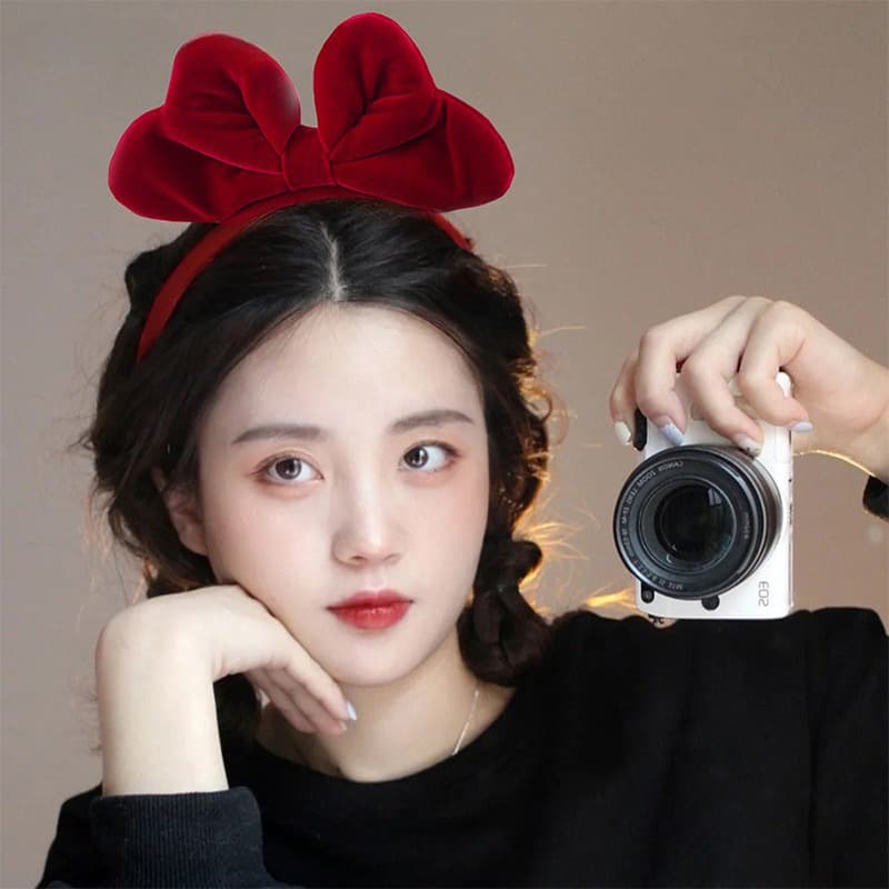 Priness Vintage Velvet Big Sweet Bowknot HairBands Headwear Headbands รูปที่ 7