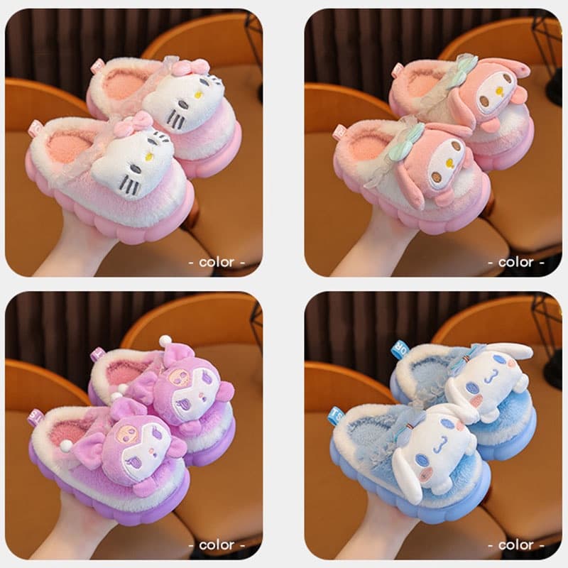 Reyno Sanrio Hello Kitty Cinnamoroll Kuromi Melody รองเท้าแตะ ผ้าฝ้าย กํามะหยี่ นุ่ม อบอุ่น เหมาะกับหน้าหนาว สําหรับผู้หญิง รูปที่ 3