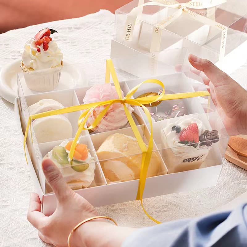 โค้ด กล่องเค้ก 10ใบ/แพค 2ขนาด ฝา พลาสติก PET สามารถใช้ห่อแซนวิช เค้ก ขนมหวาน กล่องเค้กใส ฯลฯ รูปที่ 7