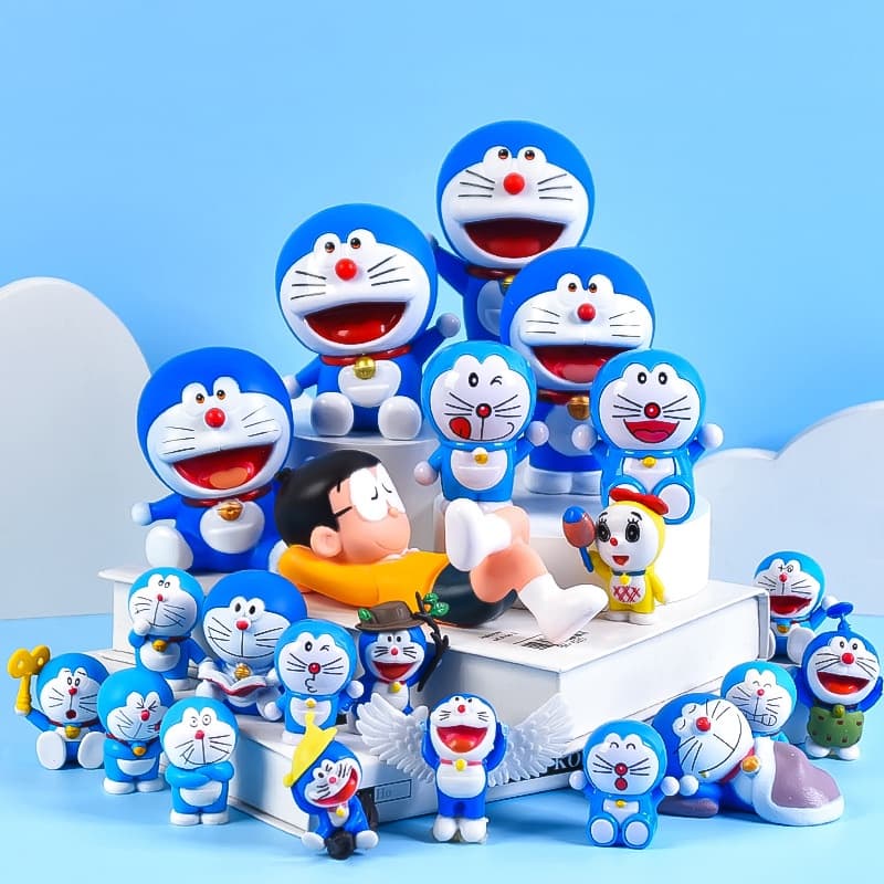6ชิ้น เด็ก เค้ก ตกแต่ง สีฟ้า ลายการ์ตูน แมว ทิงเกอร์เบลล์ งานเลี้ยงวันเกิด รูปที่ 1