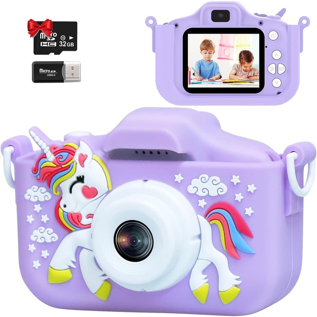 กล ้ องเด ็ ก , 1080P กล ้ องดิจิตอลสําหรับเด ็ กพร ้ อมการ ์ ด TF 32GB , ฝาครอบกล ้ องUnicorn/HD วิดีโอ / 5 เกมการศึกษา/8x Zoom/46 กรอบรูปและตัวกรอง , ของขวัญสําหรับเด ็ กผู ้ หญิงอายุ 3-8 ( สีชมพู รูปที่ 8