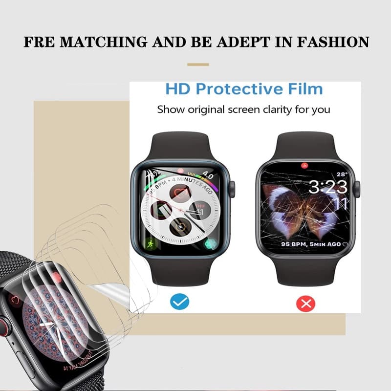 ฟิล์มกระจกนิรภัยกันรอยหน้าจอ HD สําหรับ Apple Watch Ultra2/Series 7/8/6/SE/5/4 ขนาด 49/44/40/45/41/38/42 มม. iWatch รูปที่ 2