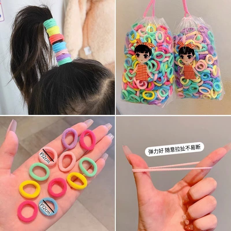 100 ชิ้น เซต ยางรัดผม สําหรับเด็ก แฟชั่นเกาหลี ที่เรียบง่าย ยืดหยุ่นสูง ยางรัดผม เด็กผู้หญิง เครื่องประดับผม รูปที่ 9