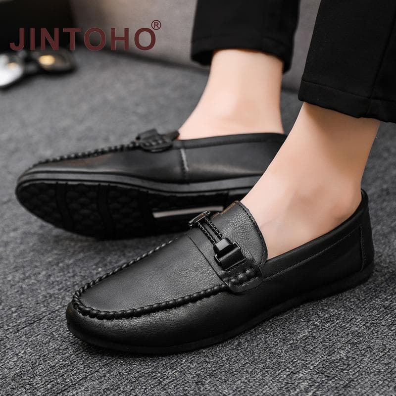 Jintoho รองเท้าโลฟเฟอร์ลําลอง รองเท้าหนัง แบบสวม แฟชั่นสําหรับผู้ชาย รูปที่ 4