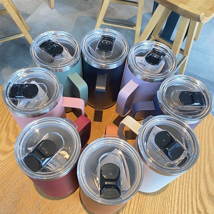 TYESO แก้วกาแฟรุ่นใหม่ล่าสุด 24oz mug แก้วสแตนเลสเก็บอุหภูมิมีหูจับ Tumbler 530ml/710ml แก้วโอซาค แก้วเก็บความเย็น รูปที่ 4