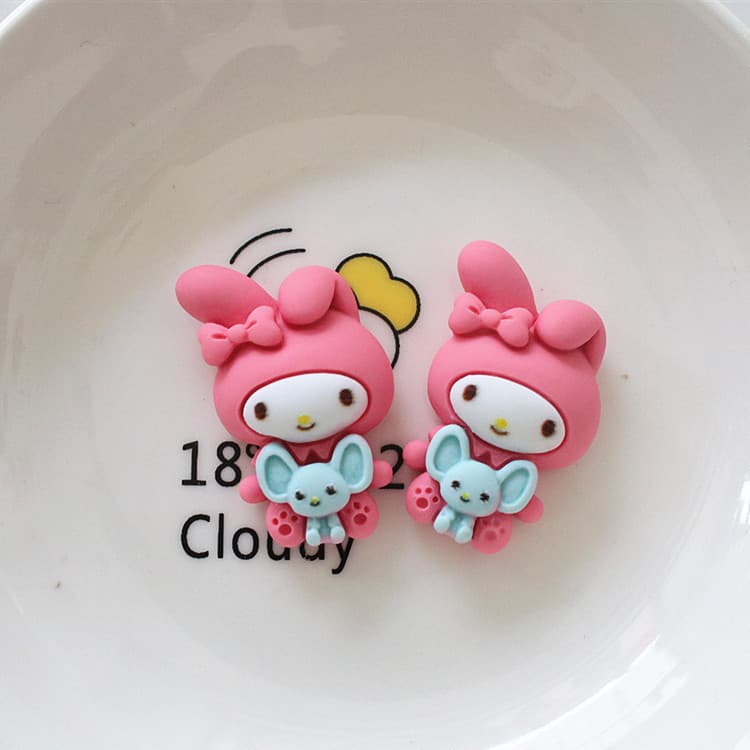 แผ่นกาวเรซิ่น รูปการ์ตูนกระต่าย และลูกสุนัข diy อุปกรณ์เสริม สําหรับตกแต่งรองเท้า รูปที่ 6