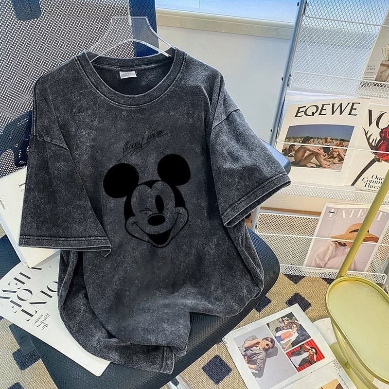 Fanfei เสื้อยืดสีดำพิมพ์ลายการ์ตูน เสื้อเชิ้ตผู้ชาย เสื้อยืด oversize รูปที่ 6
