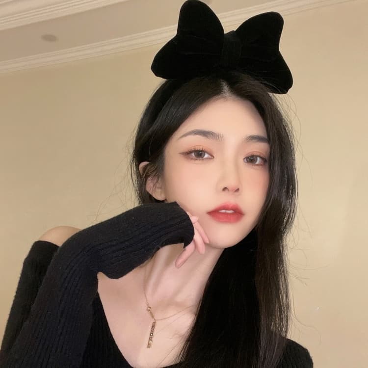 Priness Vintage Velvet Big Sweet Bowknot HairBands Headwear Headbands รูปที่ 3