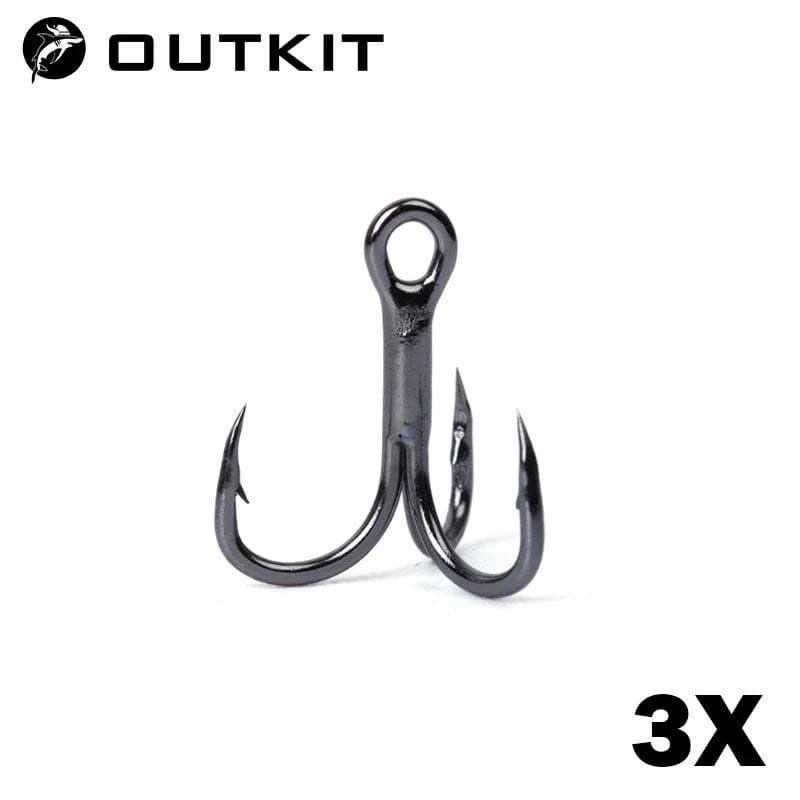 Outkit 10 ชิ้น 3x BLOOD SLOT Strong Super Sharp รอบ Treble Hook Antirust เหล็กคาร์บอนสูง 10-18 # Treble Hooks Fishing Tackle รูปที่ 1