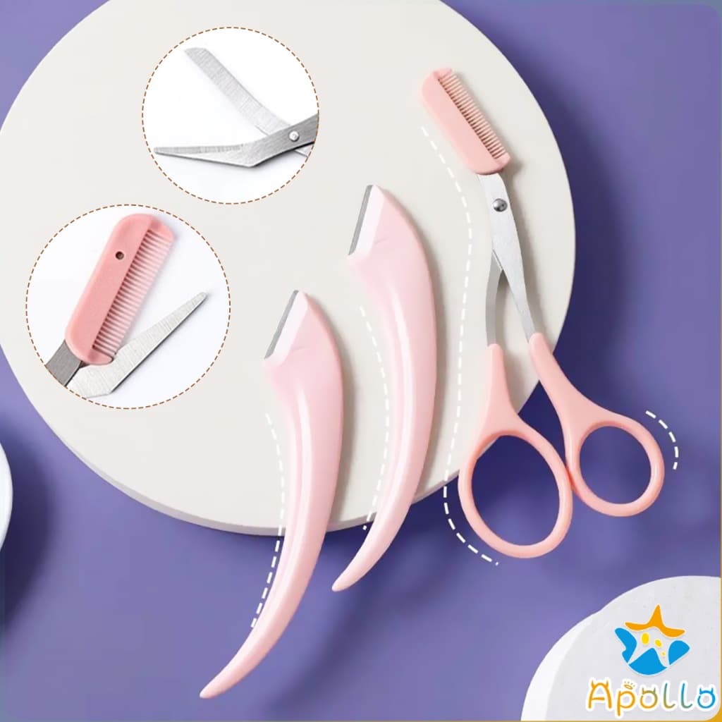 Apollo กรรไกรตัดแต่งขนคิ้ว เครื่องมือจัดแต่งหน้า เหมาะสำหรับมือใหม่ eyebrow razor รูปที่ 2