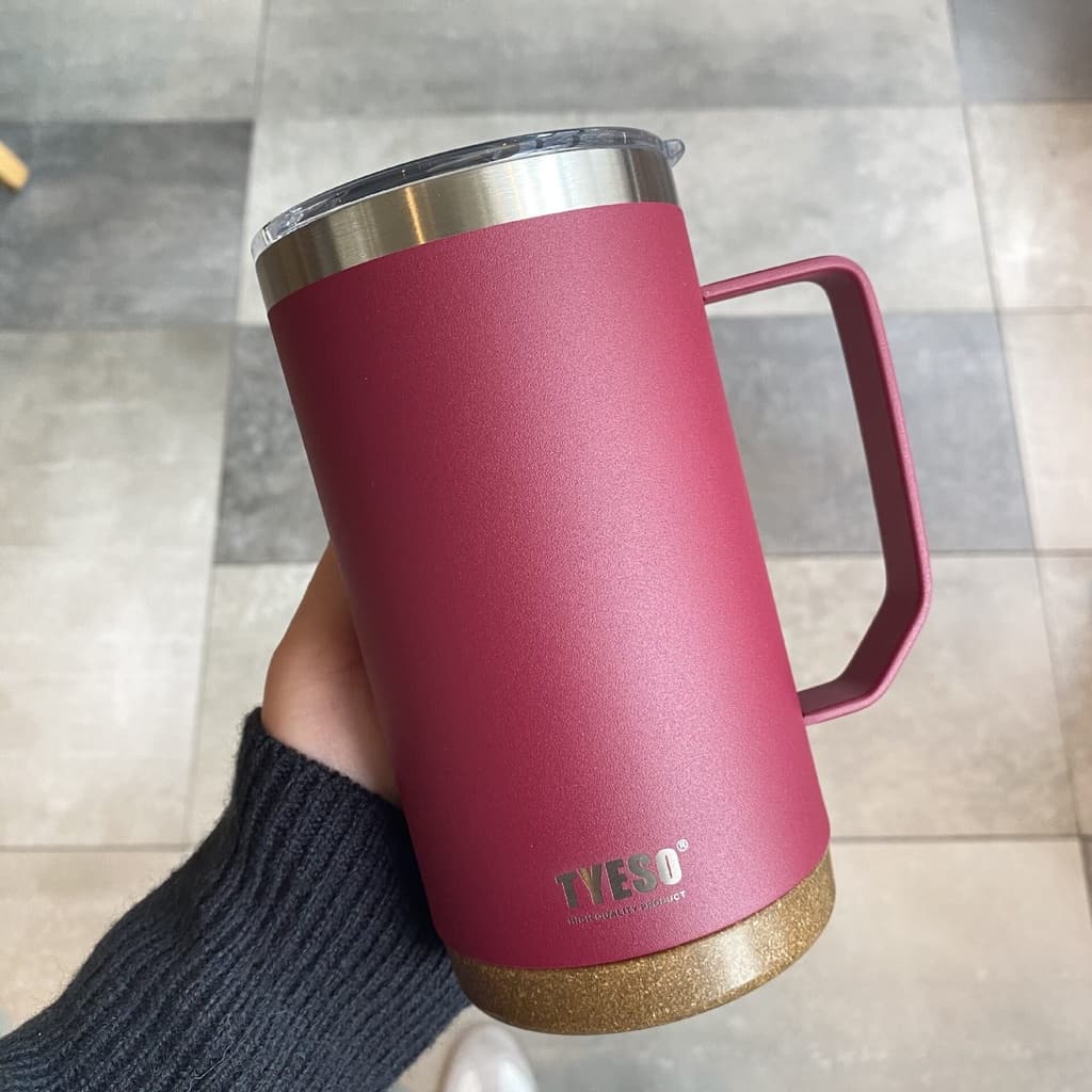 TYESO แก้วกาแฟรุ่นใหม่ล่าสุด 24oz mug แก้วสแตนเลสเก็บอุหภูมิมีหูจับ Tumbler 530ml/710ml แก้วโอซาค แก้วเก็บความเย็น รูปที่ 8