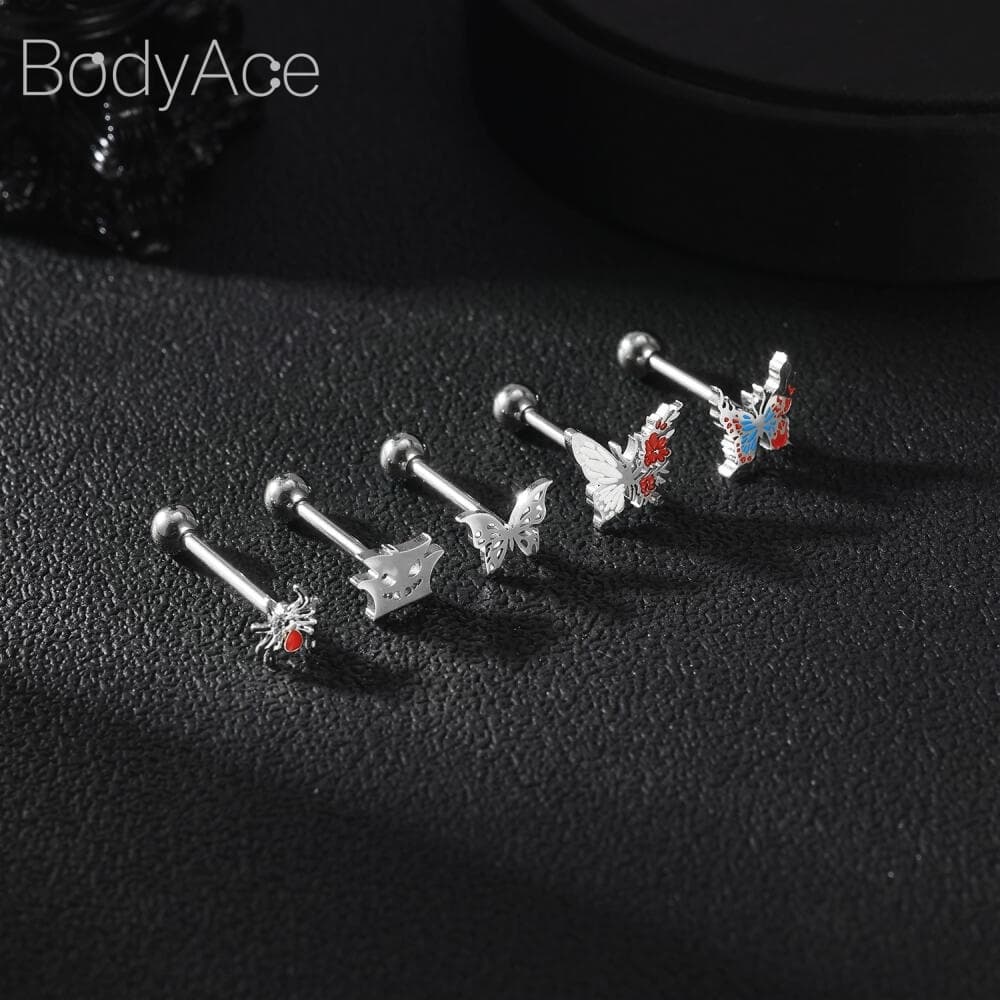 Bodyace จิวเจาะลิ้น รูปผีเสื้อ สเตนเลส 14G สไตล์พังก์ โกธิค 1 ชิ้น รูปที่ 2