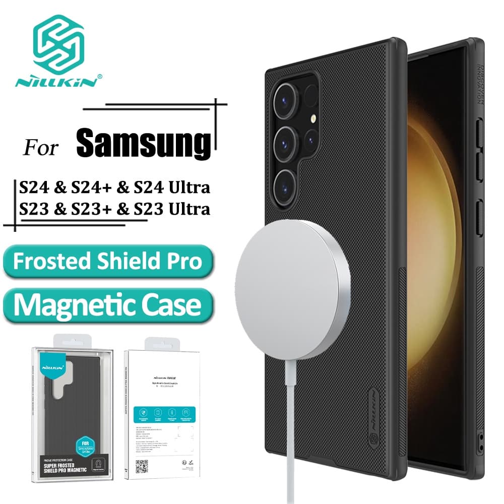 Nillkin Magnetic Shield Pro สําหรับ Samsung Galaxy S25 Ultra S25 FE S24 Ultra S23 Ultra เคสโทรศัพท์ป้องกันลายนิ้วมือกันกระแทกกลับ Cove รูปที่ 1