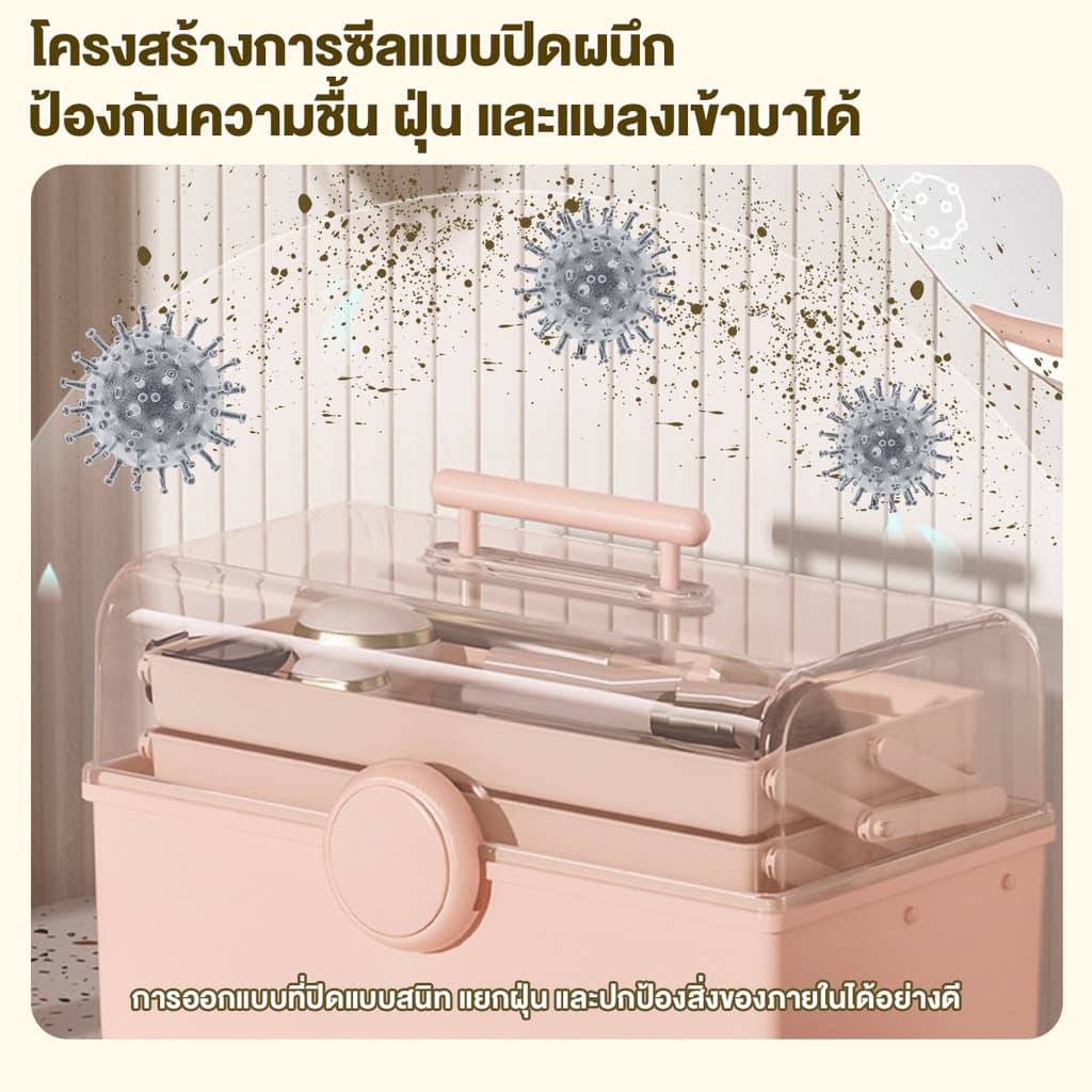 กล่องยาใหญ่ กล่องใส่ยา กล่องยาสามัญประจำบ้าน พร้อมที่จับ โปร่งใสและมองเห็นได้ การจัดเก็บรายการ ชัดเจน รูปที่ 7