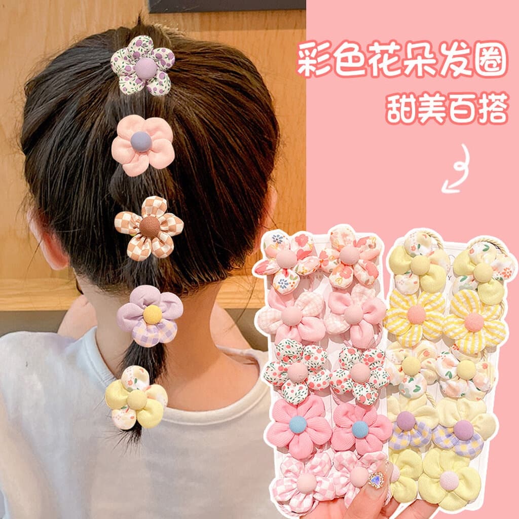 บ้านพลู 10 เส้น ยางรัดผม ลายดอก ยางรัดผม ดอกไม้ สีสวย สดใส แฟชั่น รูปที่ 1