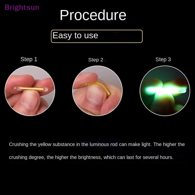 Brightsun ใหม่ แท่งไฟเรืองแสงในที่มืด 2.2-4.5 มม. สําหรับตกปลากลางคืน 50 ชิ้น ต่อล็อต รูปที่ 5