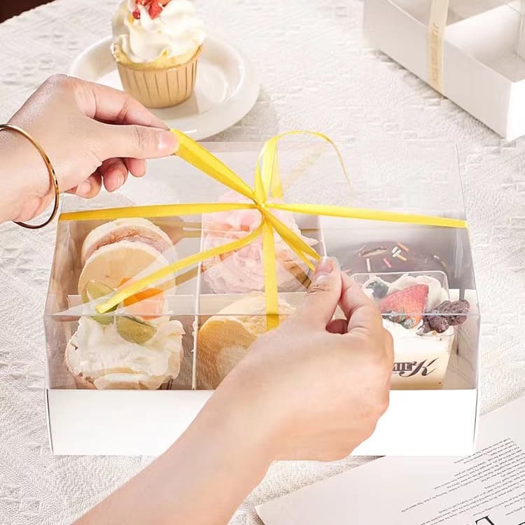 โค้ด กล่องเค้ก 10ใบ/แพค 2ขนาด ฝา พลาสติก PET สามารถใช้ห่อแซนวิช เค้ก ขนมหวาน กล่องเค้กใส ฯลฯ รูปที่ 3