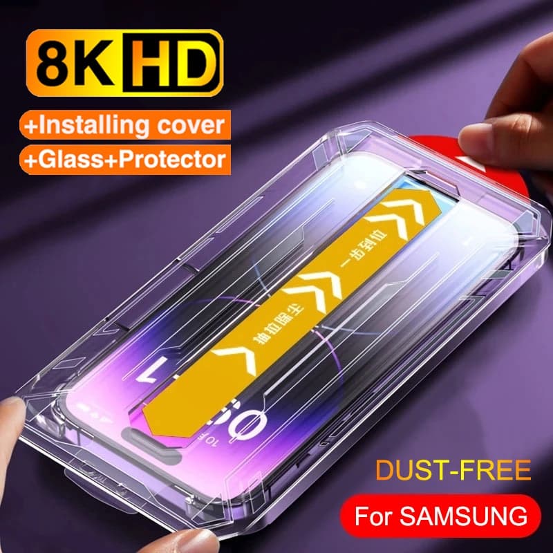 สําหรับ Samsung Galaxy A57 A37 A17 A07 A06 A16 A26 A36 A56 A05 A05S A15 A25 A35 A55 A02 A02S A03 A03S A04 A04S A04E A11 A12 A13 A14 A21S A22 A23 A24 A30 A31 A32 A33 A34 A50 A51 A52 A53 A54 A70 A71 A72 A73 ฟิล์มกระจกนิรภัยกันรอยหน้าจอกันฝุ่นแบบคลิกเดียว รูปที่ 1