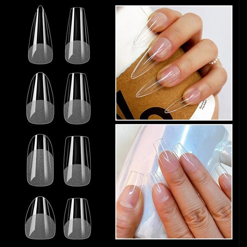 Ank 240/500/600PCS สั้นโลงศพเล็บเคล็ดลับครึ่ง Matte เคล็ดลับปลอมคลุมทั้งหมดเจลนุ่มรูปโลงศพเล็บอะคริลิคเคล็ดลับ Clear EN รูปที่ 5