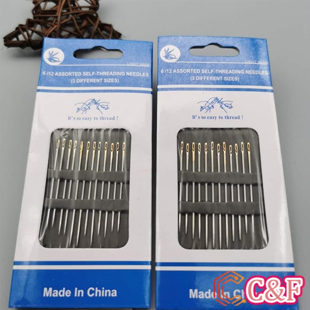 C&F อุปกรณ์เข็มเย็บผ้า Diy สําหรับใช้ในครัวเรือน ไม่ต้องใช้ที่สนเข็ม 12 เล่ม Sewing needle รูปที่ 8