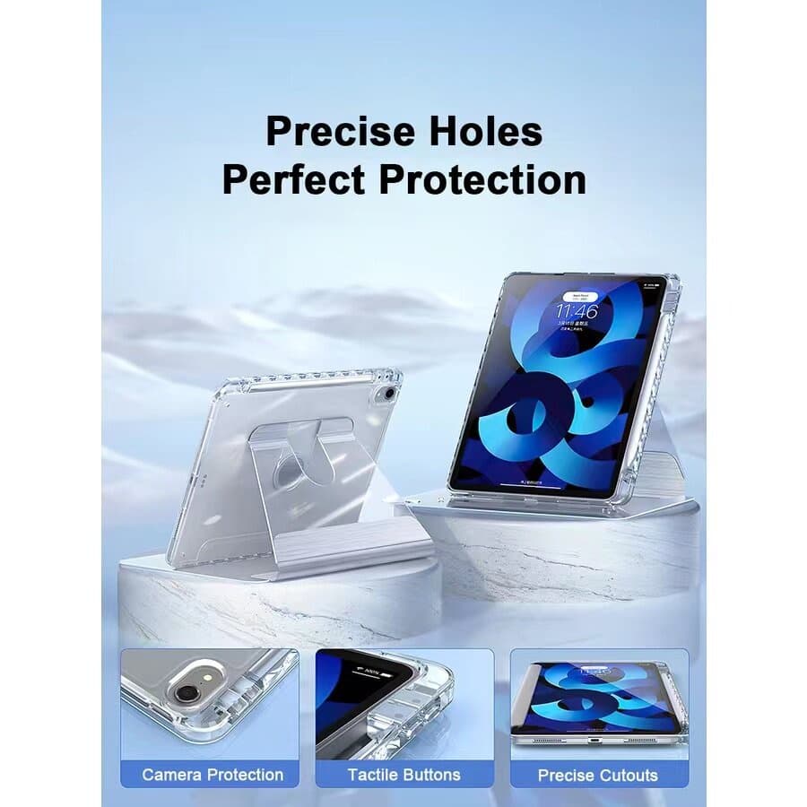 คริสตัล หน้าใส-หลังใส เคสไอแพด gen7/8/9/10.2 air4/5 air6 pro11 pro 12.9 gen10 gen11 MINI6/7 GEN5 6 เคสอะคริลิคฝาขุ่น รูปที่ 7