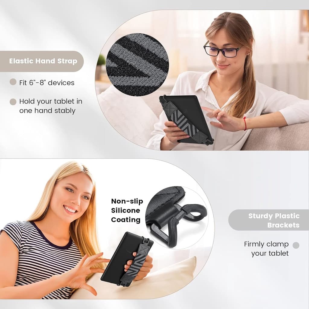Moko Security สายคล้องมือสําหรับ 6-8 " Kindle Universal Holder Handle Grip High-Elasticity อเนกประสงค์เข็มขัดยางยืดที่ดีที่สุด Finger Grip แบบพกพาสําหรับ Lenovo/Sony Kindle E-Book รูปที่ 4