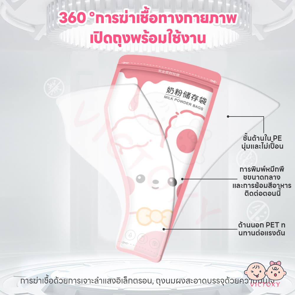 VICTOKY ถุงแบ่งนมผง ถุงใส่นมผง ใส่นมผง ที่แบ่งนมผง เขียนหน้าถุงได้ ถุงแบ่งเก็บนมผง รูปที่ 5