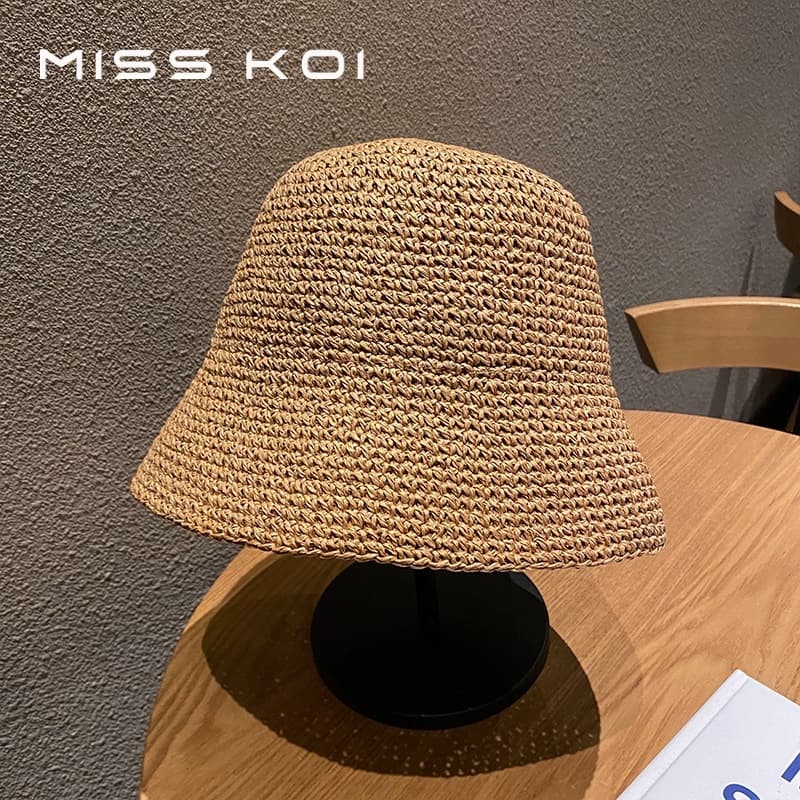 MISSKOI หมวกฟางหญิงเวอร์ชั่นเกาหลีสดอินเทรนด์ทุกการแข่งขันหมวกบังแดดชายหาดญี่ปุ่นฤดูร้อนบางสไตล์ Face-Covering ทอหมวกถัง รูปที่ 7