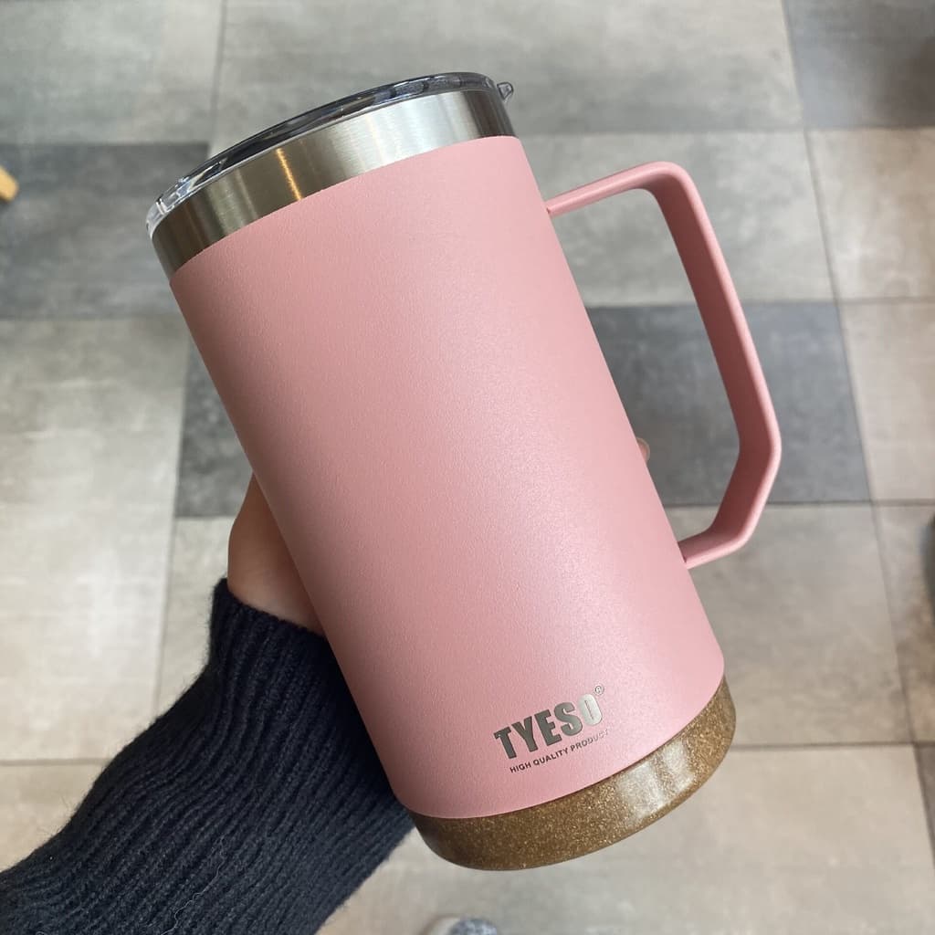 TYESO แก้วกาแฟรุ่นใหม่ล่าสุด 24oz mug แก้วสแตนเลสเก็บอุหภูมิมีหูจับ Tumbler 530ml/710ml แก้วโอซาค แก้วเก็บความเย็น รูปที่ 7