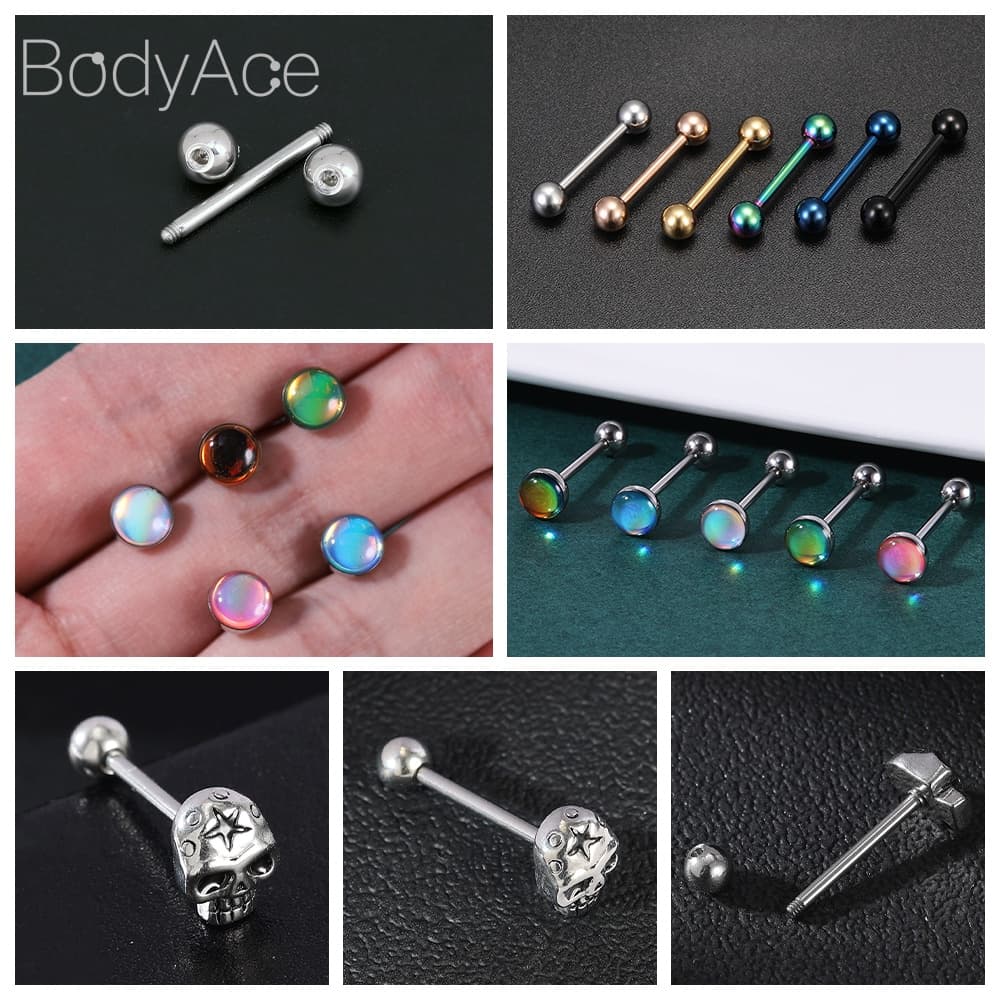 Bodyace จิวเจาะลิ้น รูปผีเสื้อ สเตนเลส 14G สไตล์พังก์ โกธิค 1 ชิ้น รูปที่ 4