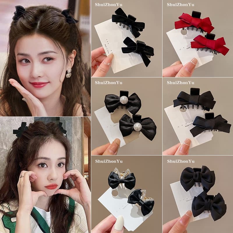 ชุดกิ๊บติดผม ประดับโบว์ ขนาดเล็ก สีดํา แฟชั่นฤดูใบไม้ร่วง และฤดูหนาว สไตล์เกาหลี สําหรับผู้หญิง 2024 2-6 ชิ้น รูปที่ 6