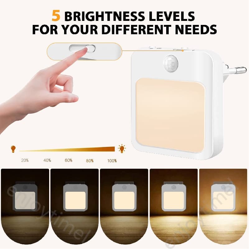 โคมไฟกลางคืน LED ไร้สาย ปลั๊ก EU พร้อมเซนเซอร์จับการเคลื่อนไหว สําหรับห้องนอนเด็ก รูปที่ 4