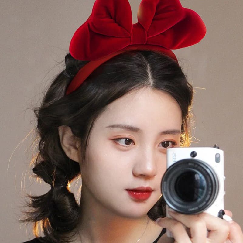Priness Vintage Velvet Big Sweet Bowknot HairBands Headwear Headbands รูปที่ 8