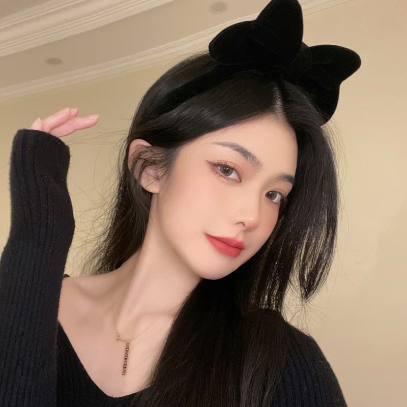 Priness Vintage Velvet Big Sweet Bowknot HairBands Headwear Headbands รูปที่ 2
