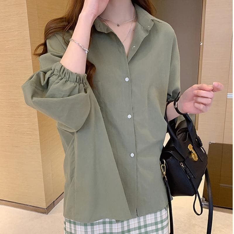 Lune_Grace เสื้อเชิ้ด แขนยาวนั๊ม ผ้าดีใส่สบาย แมทช์ง่าย ใส่ได้ทุกโอกาส w284 รูปที่ 7