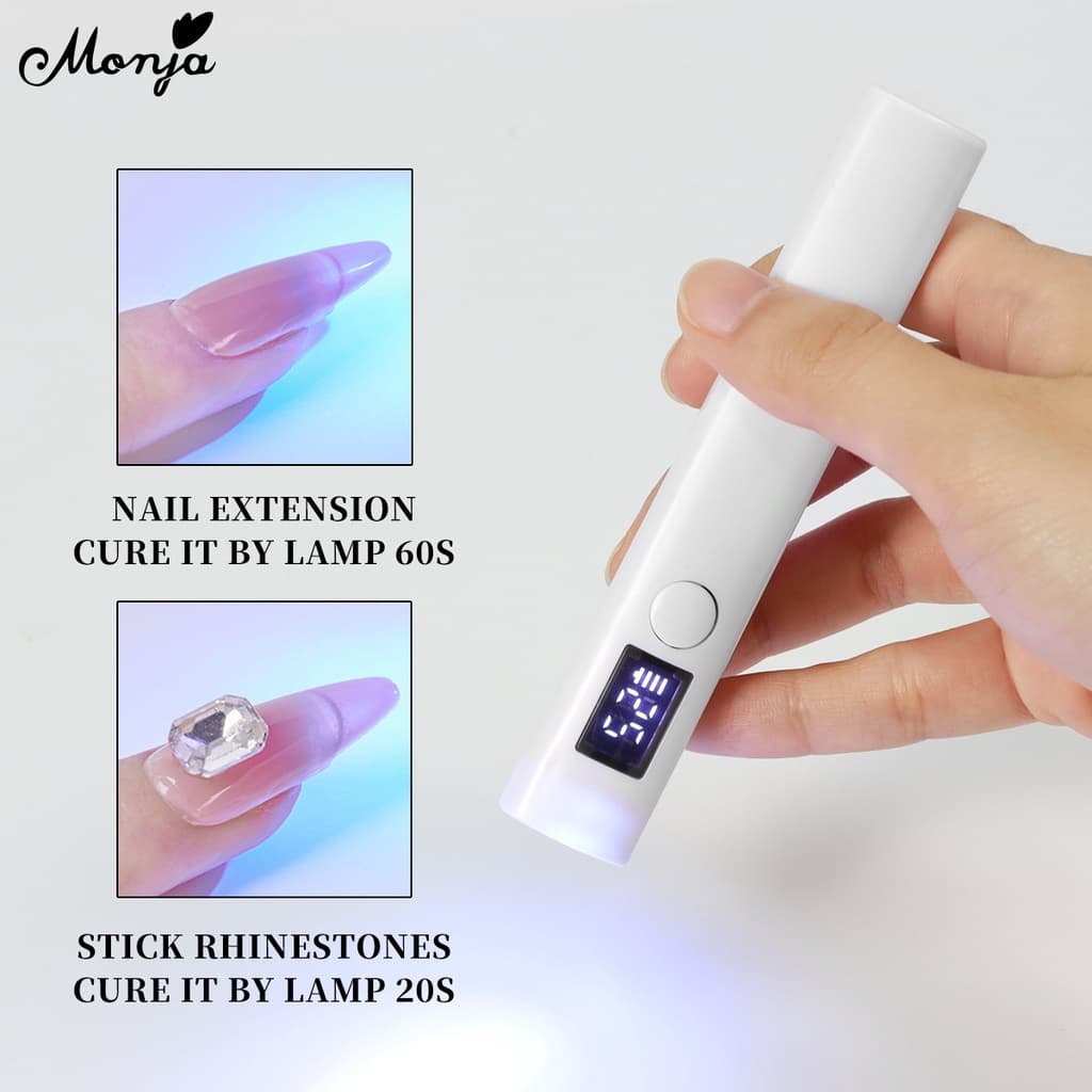 Monja เครื่องเป่าเล็บเจล UV LED ขนาดเล็ก แบบพกพา สีขาว พร้อมหน้าจอ dryer lamp light handheld รูปที่ 2