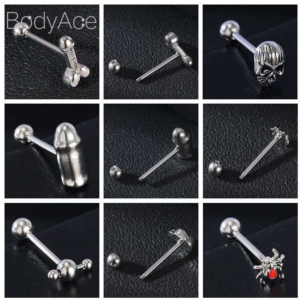 Bodyace จิวเจาะลิ้น รูปผีเสื้อ สเตนเลส 14G สไตล์พังก์ โกธิค 1 ชิ้น รูปที่ 5