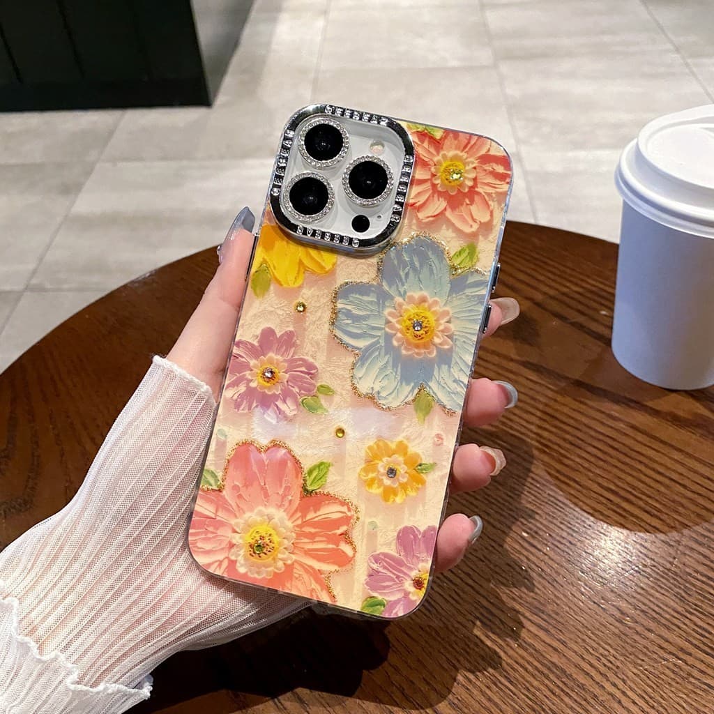 ปลอกสําหรับ iPhone 17 Air 16 15 Pro Max 11 14 12 13 Creative Blu-ray Design ภาพวาดสีน้ํามันดอกไม้กันกระแทก TPU Anti-scratch เคสโทรศัพท์พร้อมฟิล์มกล้องเกราะป้องกัน รูปที่ 8